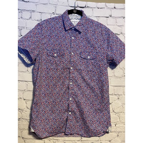 Paper Denim & Cloth Men's Short Sleeve Button Up Shirt Size M Purple Red - Picture 1 of 9